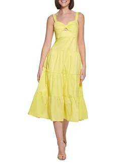 GUESS Cut Out Tiered Midi Dress