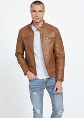 GUESS David Faux-Leather Hooded Jacket