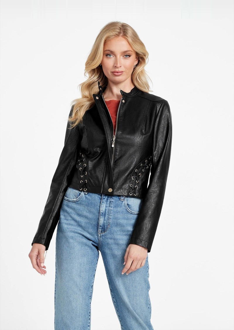 GUESS Dixie Faux-Leather Lace-Up Jacket