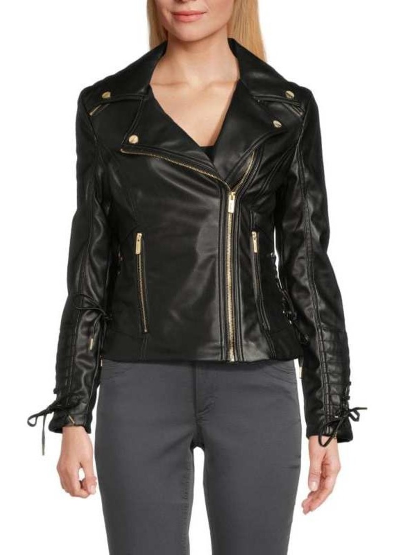 GUESS Faux Leather Biker Jacket