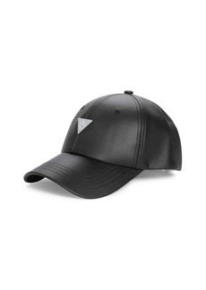GUESS Faux-Leather Logo Emblem Baseball Hat