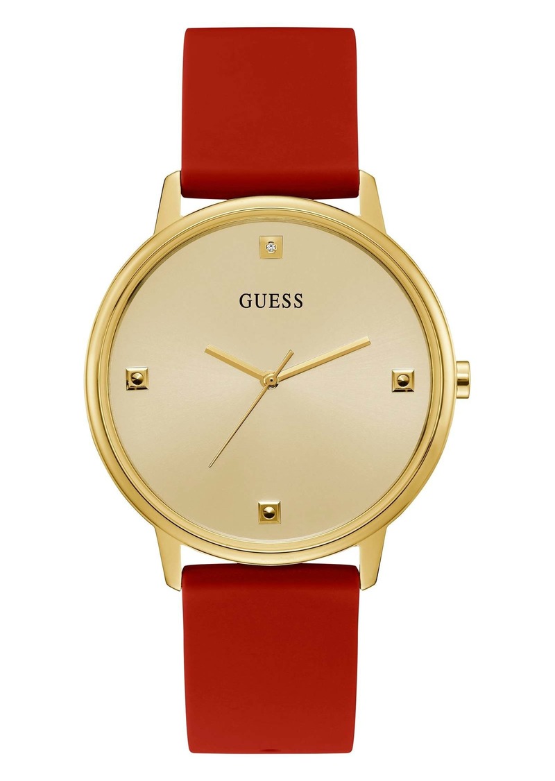 GUESS Gold-Tone And Red Analog Watch