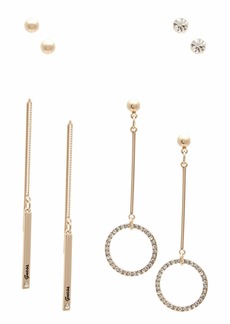 GUESS Gold-Tone Pave Linear Earrings Set