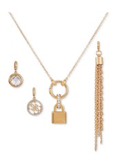 "Guess 4-Pc. Interchangeable Charm 18"" Pendant Necklace - Gold"