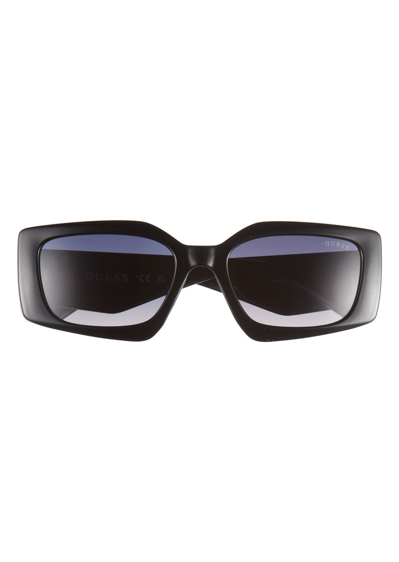 GUESS 55mm Geometric Sunglasses in Shiny Black /Gradient Smoke at Nordstrom Rack