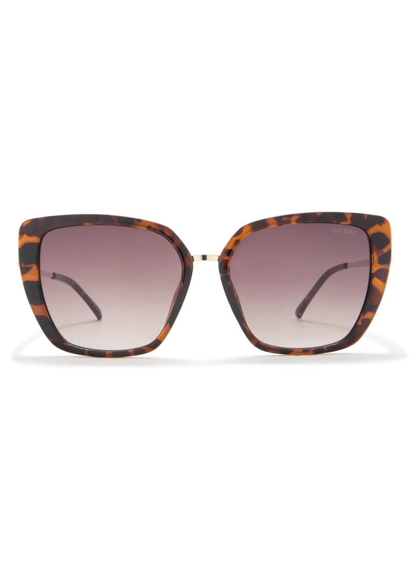 GUESS 56mm Butterfly Sunglasses in Dark Havana /Gradient Brown at Nordstrom Rack