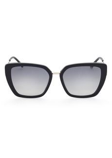 GUESS 56mm Gradient Butterfly Sunglasses in Shiny Black /Gradient Smoke at Nordstrom Rack