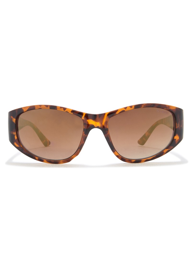GUESS 58mm Geometric Sunglasses in Dark Havana /Brown Mirror at Nordstrom Rack