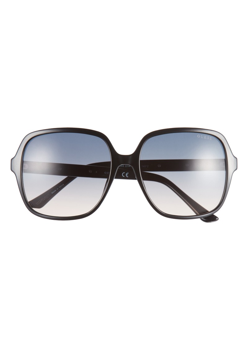 GUESS 58mm Square Sunglasses in Shiny Black /Gradient Blue at Nordstrom Rack