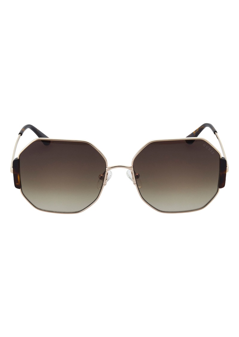 GUESS 60mm Geometric Sunglasses in Gold /Gradient Brown at Nordstrom Rack