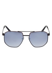 GUESS 60mm Pilot Sunglasses in Shiny Black /Smoke Mirror at Nordstrom Rack