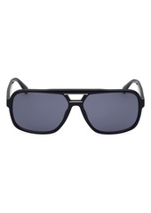 GUESS 61mm Pilot Sunglasses in Shiny Black /Smoke at Nordstrom Rack