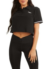 GUESS Alissa Logo Crop Polo in Jet Black at Nordstrom