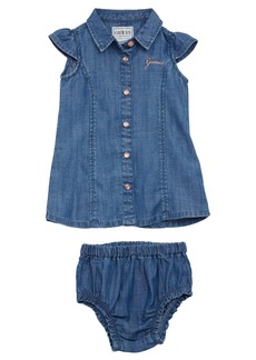 Guess Baby Girl Denim Dress and Coordinating Diaper Cover - Blue