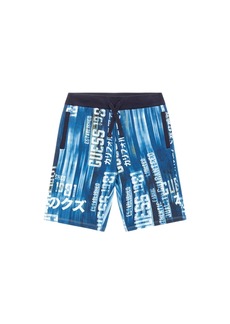 Guess Big Boys Cotton French Terry All Over Print Shorts - Blue