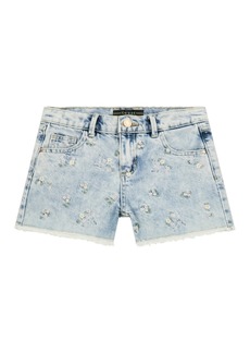 Guess Big Girl All Over Embroidery Denim Shorts - MICRO FLOWERS