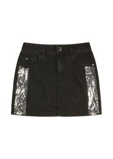 Guess Big Girls Denim Skirt with Sequin Taping - Black