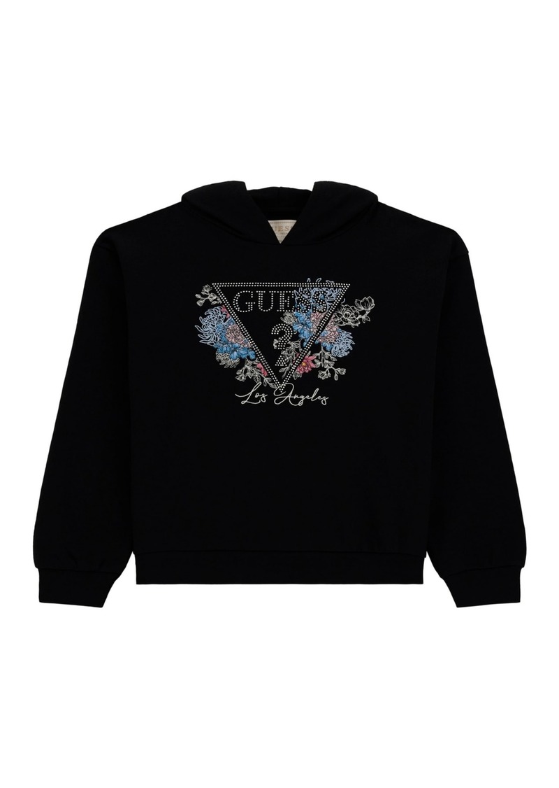 Guess Big Girls Embroidered Logo Hooded Sweatshirt - Black