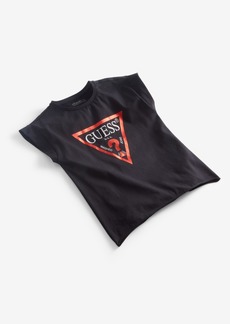 Guess Big Girls Foil Print Triangle Boxy T-shirt - Black