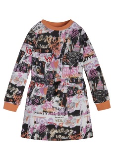 Guess Big Girls French Terry All Over Print Sweatshirt Dress - Black Multi