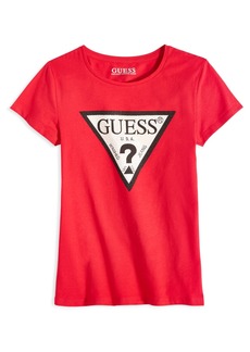Guess Big Girls Triangle Rhinestone Logo T-shirt - Red