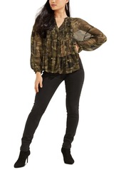 Guess Camouflage-Print Pintuck Blouse