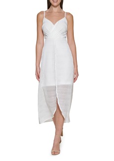 GUESS Chevron Mesh High-Low Dress in White at Nordstrom Rack