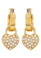 GUESS Crystal Heart Huggie Hoop Earrings in Gold Tone at Nordstrom Rack
