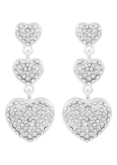 GUESS Crystal Heart Shape Linear Drop Earrings in Silver Tone at Nordstrom Rack