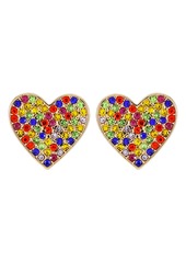 GUESS Crystal Heart Shape Stud Earrings in Rainbow at Nordstrom Rack