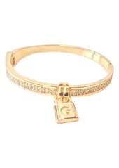 GUESS Crystal Lock Charm Bangle Bracelet in Gold Tone at Nordstrom Rack