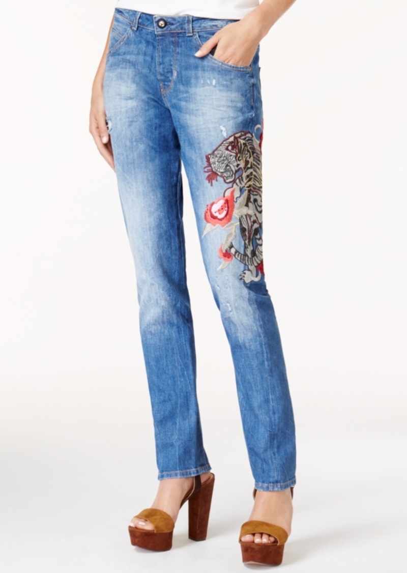 guess embroidered skinny jeans