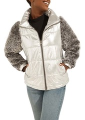 GUESS Fabriza Faux Fur Jacket in Silver Multi at Nordstrom