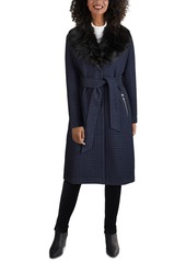 Guess Faux-Fur-Collar Belted Wrap Coat