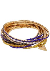 Guess Gold-Tone 10-Pc. Set Multicolor Rhinestone Stretch Bracelet - Gold/Citrine/Sapphire/Jet/Crystal