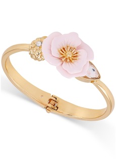 Guess Gold-Tone Crystal & Pink Flower Bangle Bracelet - Gold