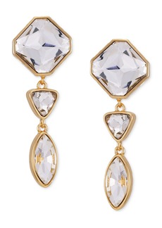 Guess Gold-Tone Crystal Linear Drop Earrings - Gold