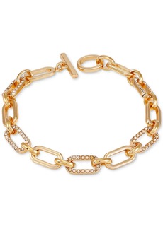 Guess Gold-Tone Crystal Link Toggle Bracelet - Gold