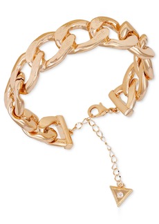 Guess Gold-Tone Logo-Detail Graduated Chunky Curb Chain Bracelet - Gold