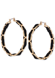 "Guess Gold-Tone Medium Imitation Suede Woven Hoop Earrings, 2"" - Gold"