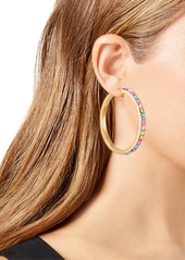 "Guess Gold-Tone Medium Multicolor Pave Hoop Earrings, 2"" - Gold"