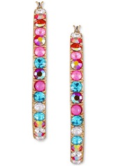 "Guess Gold-Tone Medium Multicolor Pave Hoop Earrings, 2"" - Gold"