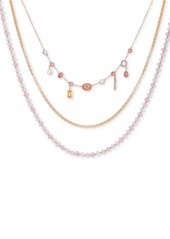 "Guess Gold-Tone Mixed Stone Layered Necklace, 16"" + 2"" extender - Gold"