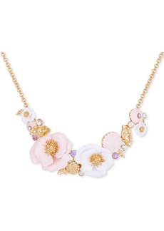 "Guess Gold-Tone Multicolor Crystal & Flower Statement Necklace, 16"" + 2"" extender - Gold"