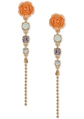 Guess Gold-Tone Multicolor Stone Flower Linear Drop Earrings - Gold