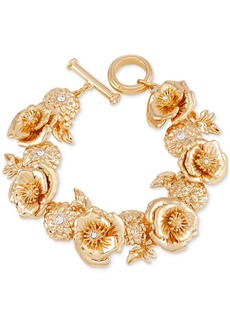 Guess Gold-Tone Pave-Accented Flower Flex Bracelet - Gold