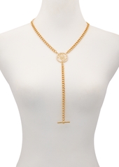 "Guess Gold-Tone Pave G Logo Lariat Necklace, 20"" + 2"" extender - Gold"