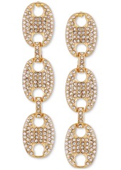 Guess Gold-Tone Pave Link Triple Drop Statement Earrings - Gold/Crystal