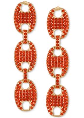 Guess Gold-Tone Pave Link Triple Drop Statement Earrings - Gold/Crystal