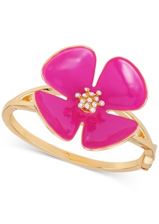 Guess Gold-Tone Pink Flower Hinge Bracelet - Gold
